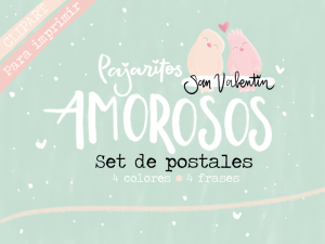Set postales pájaros amorosos